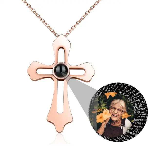 Personalized Custom Photo Name Cross Style Projection Necklace Pendant Necklaces nowadaysfashion