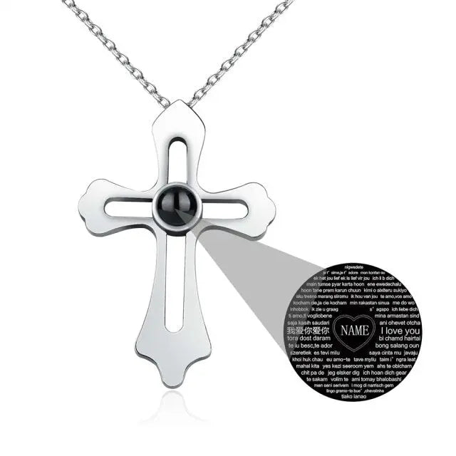 Personalized Custom Photo Name Cross Style Projection Necklace Pendant Necklaces nowadaysfashion