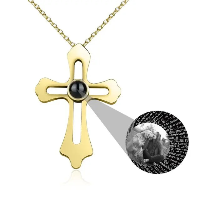 Personalized Custom Photo Name Cross Style Projection Necklace Pendant Necklaces nowadaysfashion