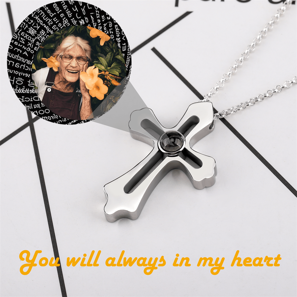 Personalized Custom Photo Name Cross Style Projection Necklace Pendant Necklaces - Blade & Thread
