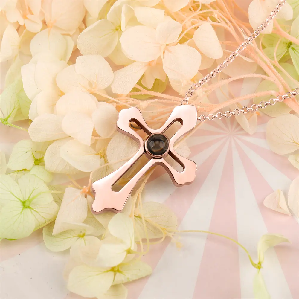 Personalized Custom Photo Name Cross Style Projection Necklace Pendant Necklaces nowadaysfashion