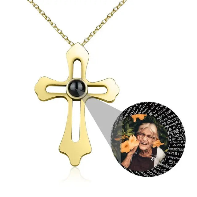 Personalized Custom Photo Name Cross Style Projection Necklace Pendant Necklaces nowadaysfashion