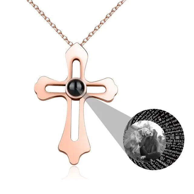 Personalized Custom Photo Name Cross Style Projection Necklace Pendant Necklaces nowadaysfashion