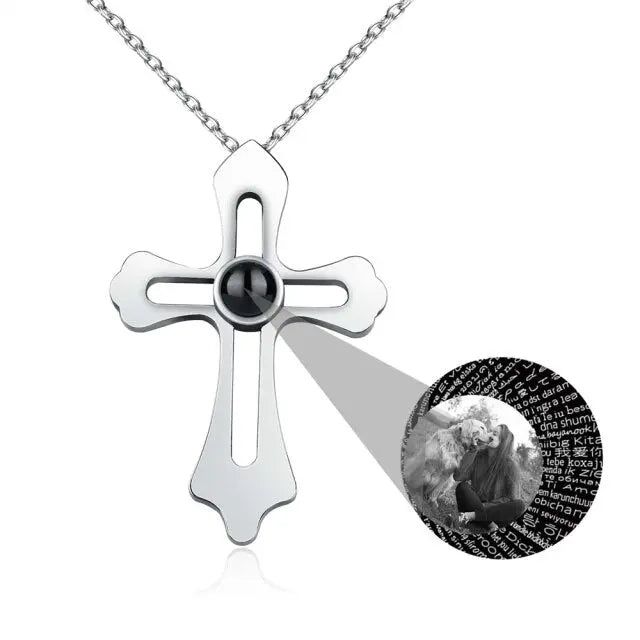 Personalized Custom Photo Name Cross Style Projection Necklace Pendant Necklaces nowadaysfashion