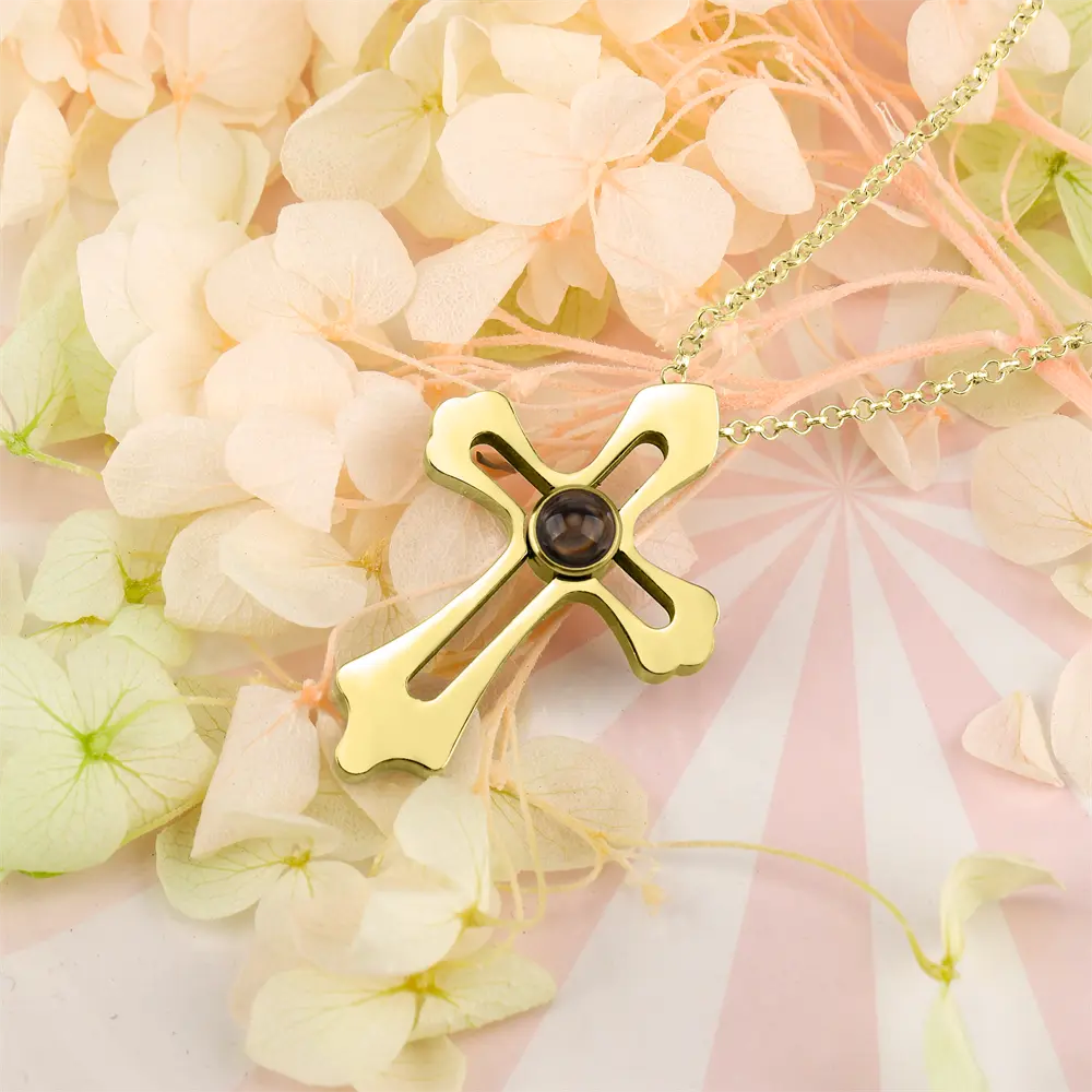 Personalized Custom Photo Name Cross Style Projection Necklace Pendant Necklaces nowadaysfashion