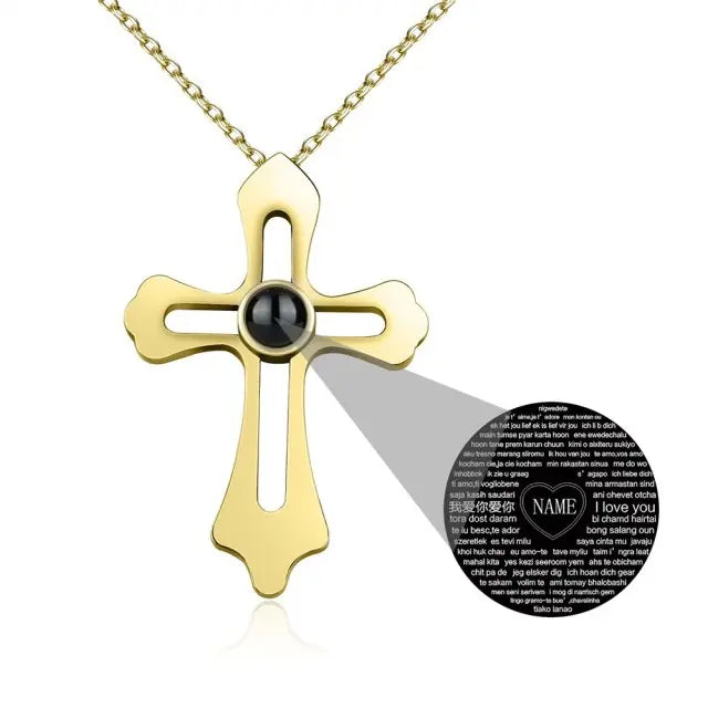 Personalized Custom Photo Name Cross Style Projection Necklace Pendant Necklaces nowadaysfashion