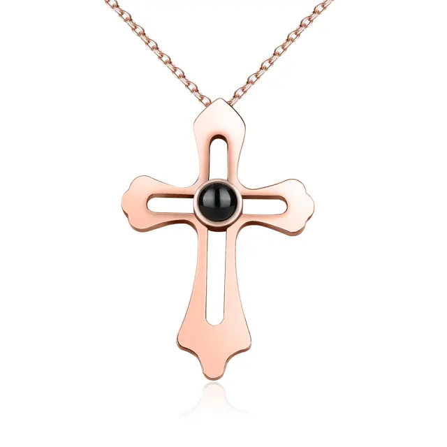Personalized Custom Photo Name Cross Style Projection Necklace Pendant Necklaces nowadaysfashion