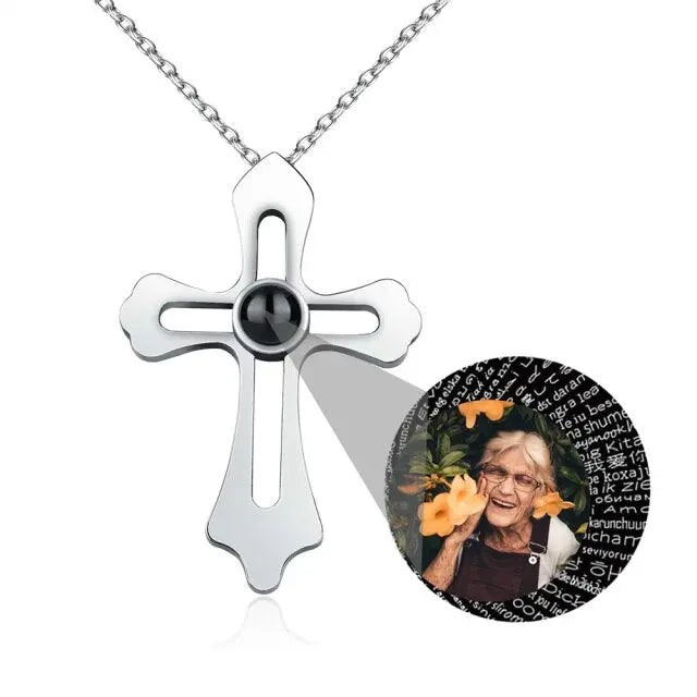 Personalized Custom Photo Name Cross Style Projection Necklace Pendant Necklaces nowadaysfashion