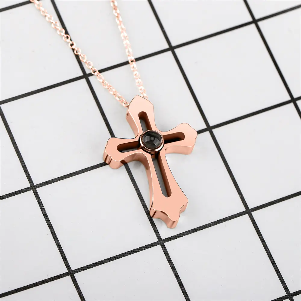 Personalized Custom Photo Name Cross Style Projection Necklace Pendant Necklaces nowadaysfashion