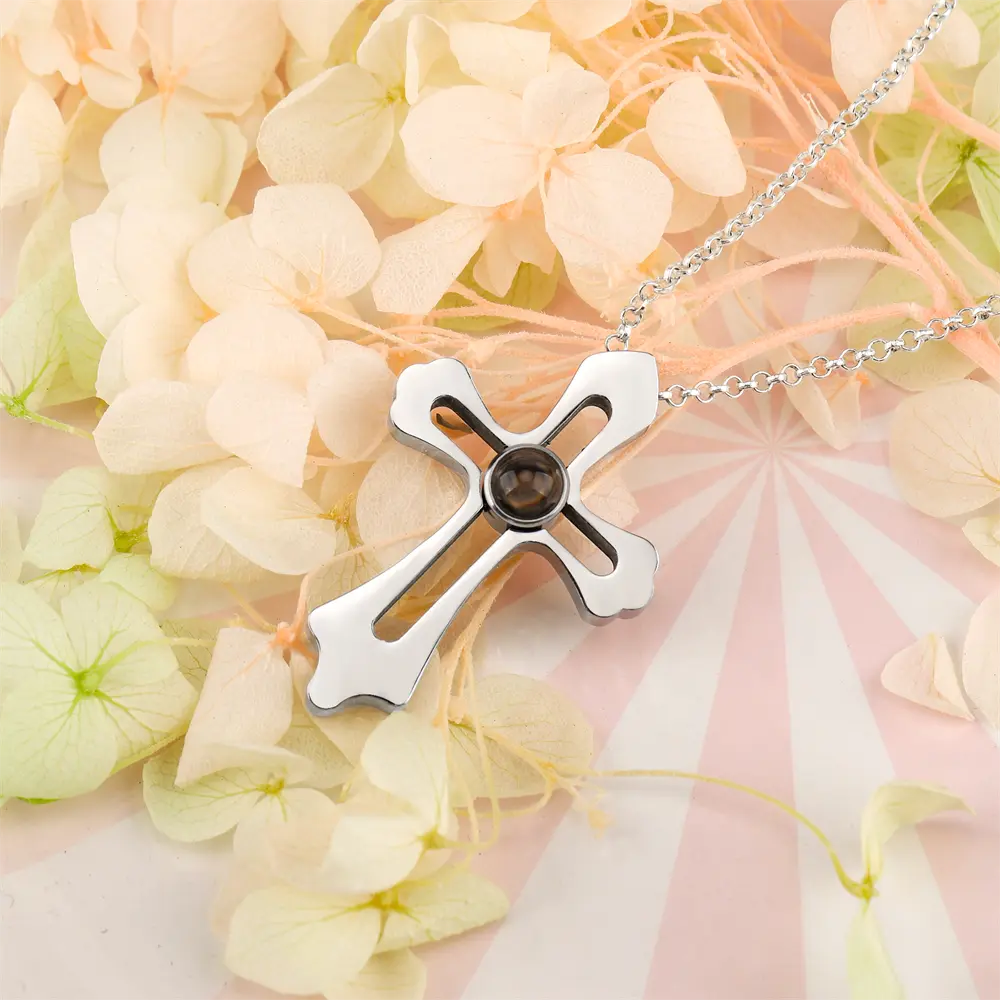 Personalized Custom Photo Name Cross Style Projection Necklace Pendant Necklaces nowadaysfashion