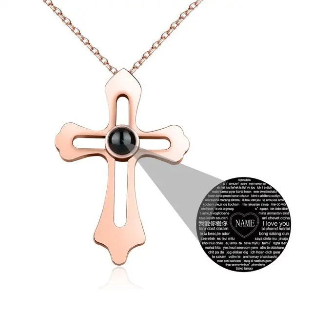 Personalized Custom Photo Name Cross Style Projection Necklace Pendant Necklaces nowadaysfashion
