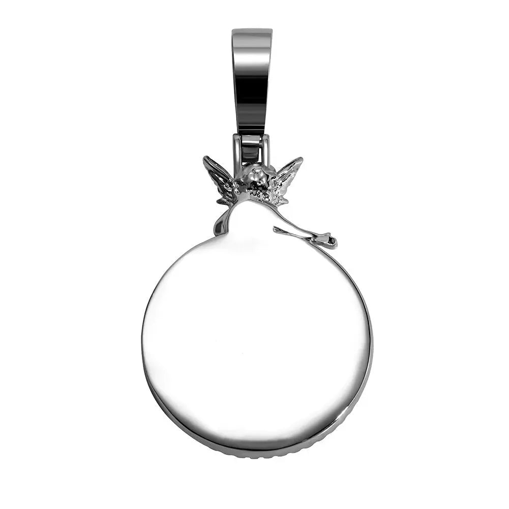 Personalized Custom Photo Pendan Round With Angel Accessories Jewelry - Blade & Thread