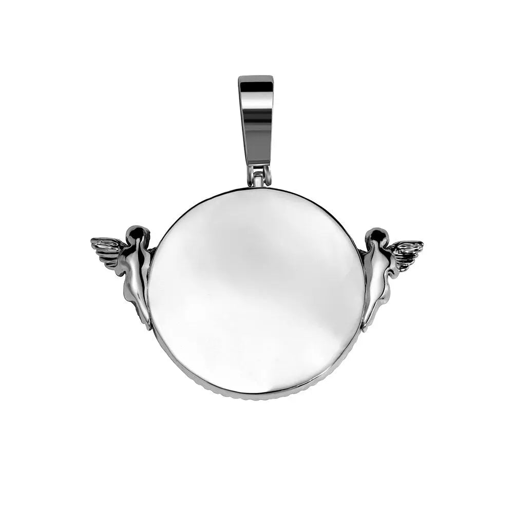 Personalized Custom Photo Pendant Round With Angel For Men Women Jewelry - Blade & Thread