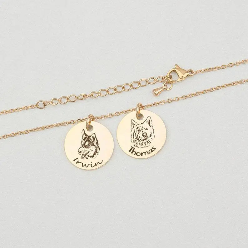 Personalized Engraved 3 Pet Photos Necklace with Name - Blade & Thread