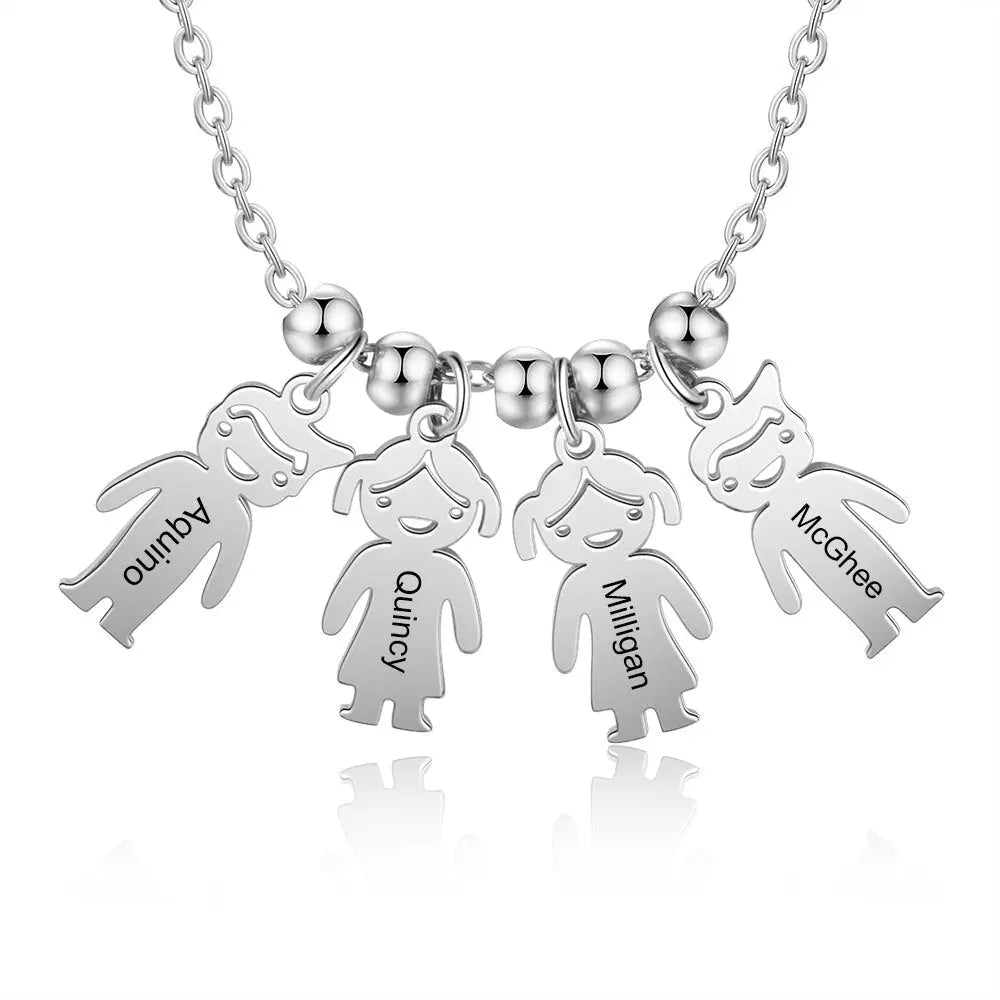 Personalized Engraved Name Necklace with Boy Girl Charms - Blade & Thread