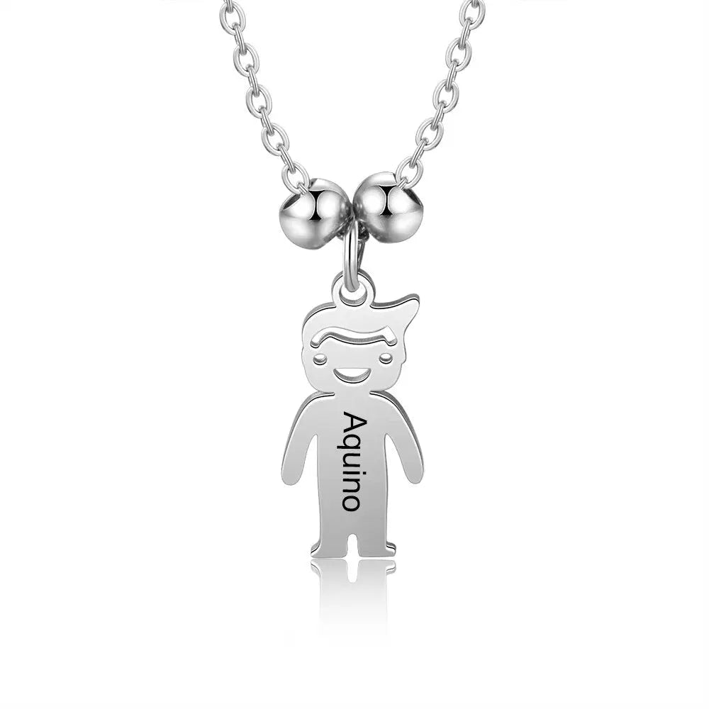 Personalized Engraved Name Necklace with Boy Girl Charms - Blade & Thread