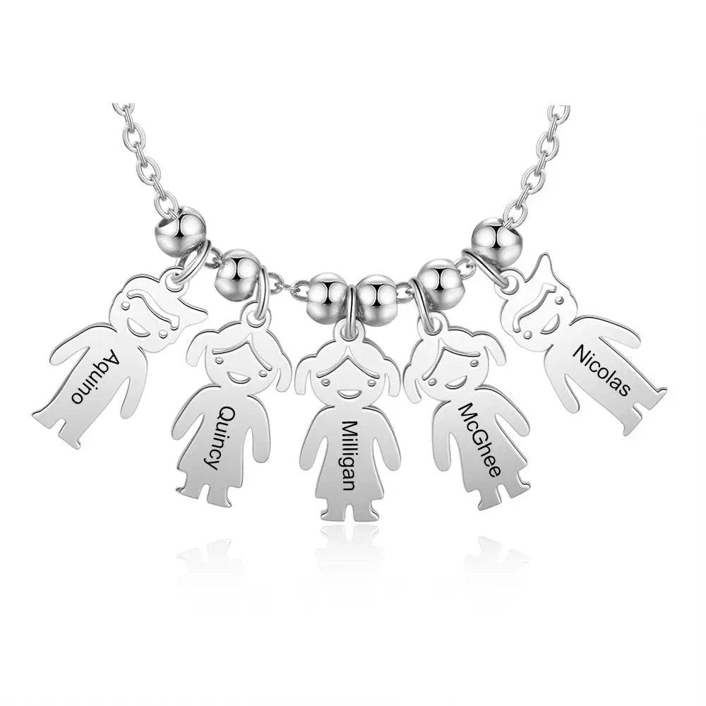 Personalized Engraved Name Necklace with Boy Girl Charms - Blade & Thread