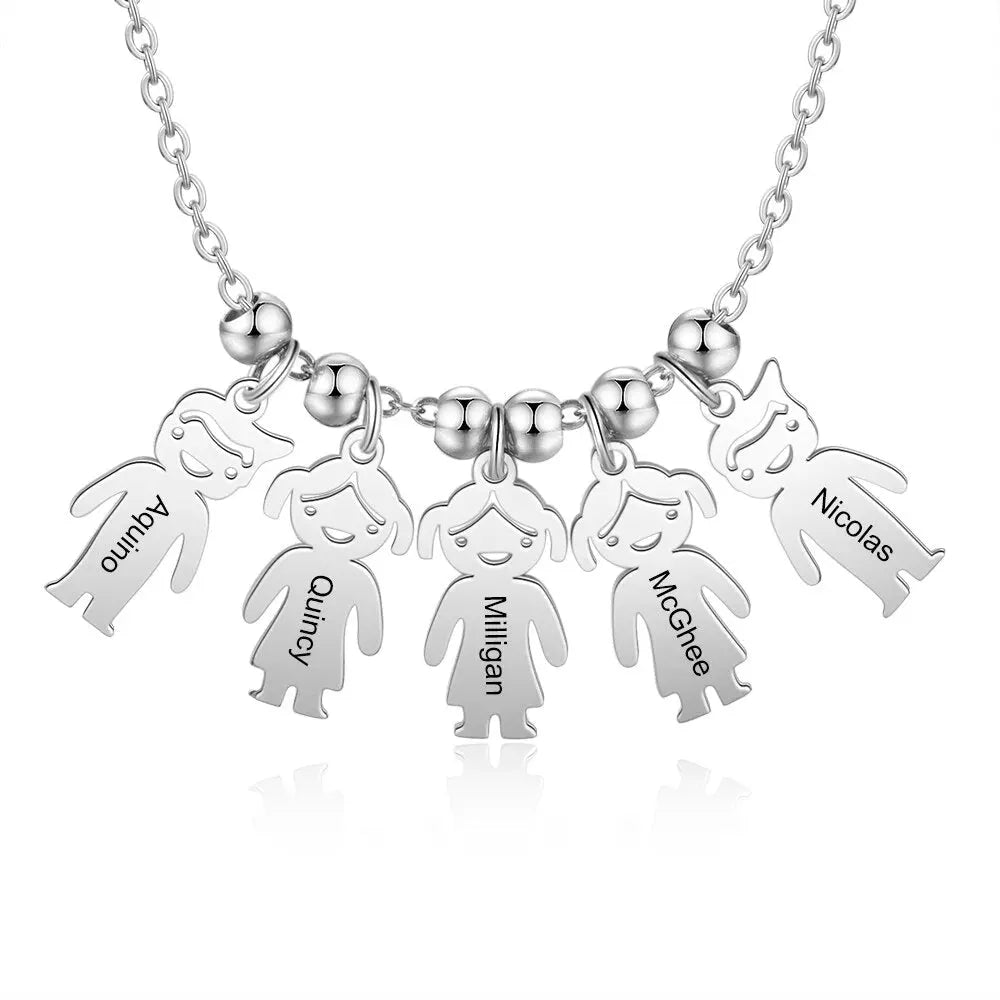 Personalized Engraved Name Necklace with Boy Girl Charms - Blade & Thread