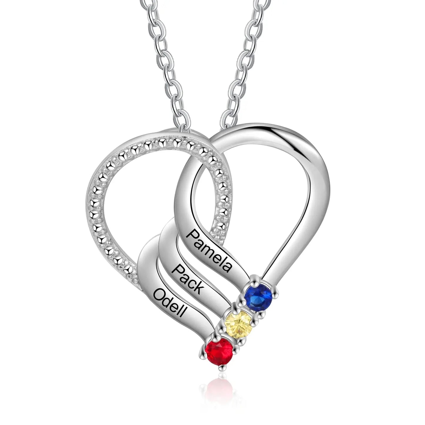 Personalized Family Heart Pendant Necklace with 2-6 Birthstones Name Necklace - Blade & Thread