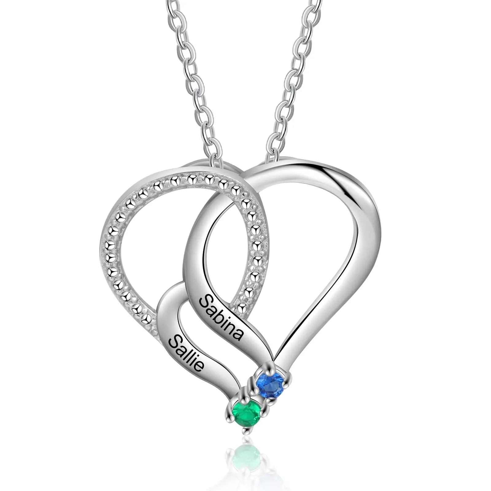 Personalized Family Heart Pendant Necklace with 2-6 Birthstones Name Necklace - Blade & Thread