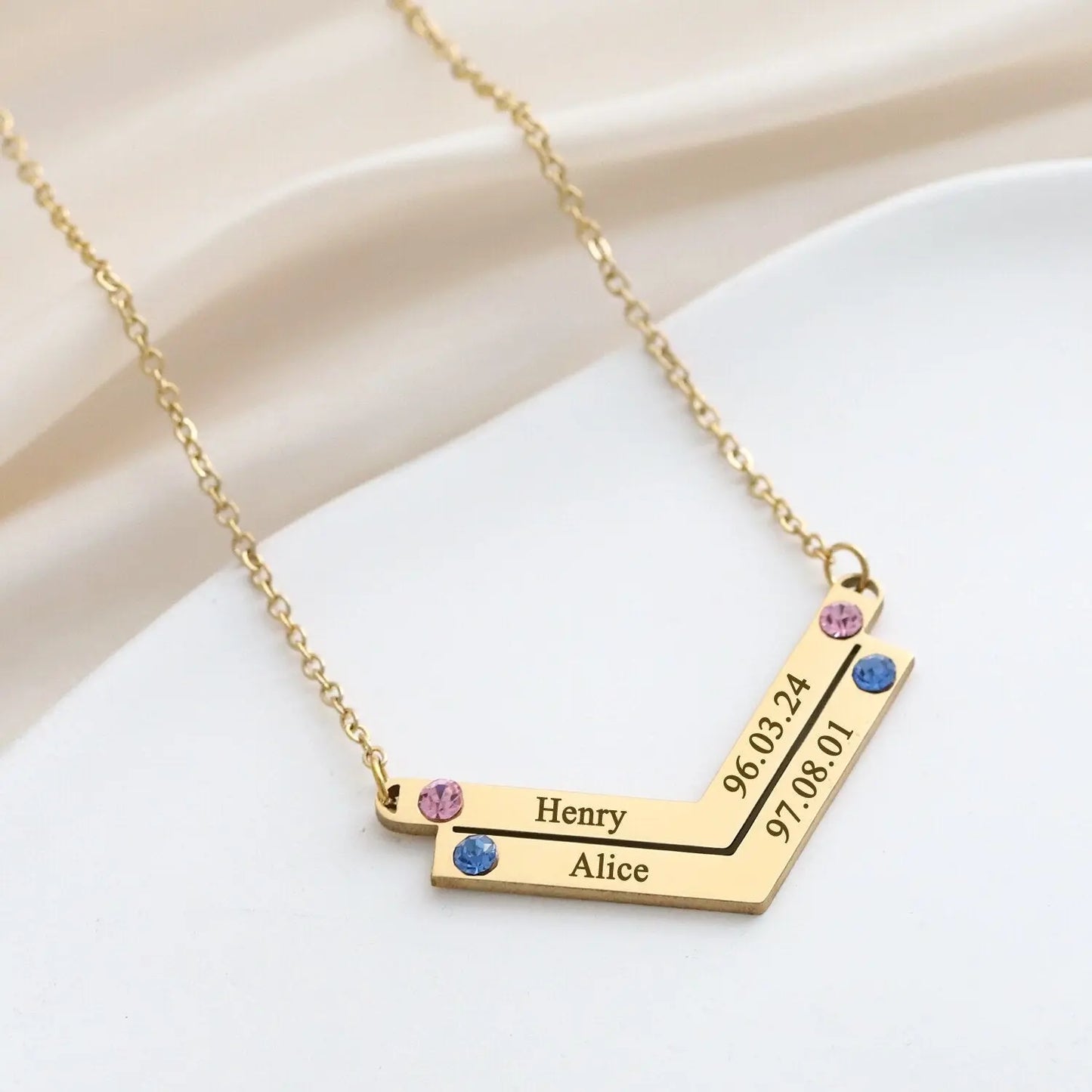 Personalized Family Necklace Mothers Day Birthstone Jewelry Customized Engraving Name Necklace - Blade & Thread