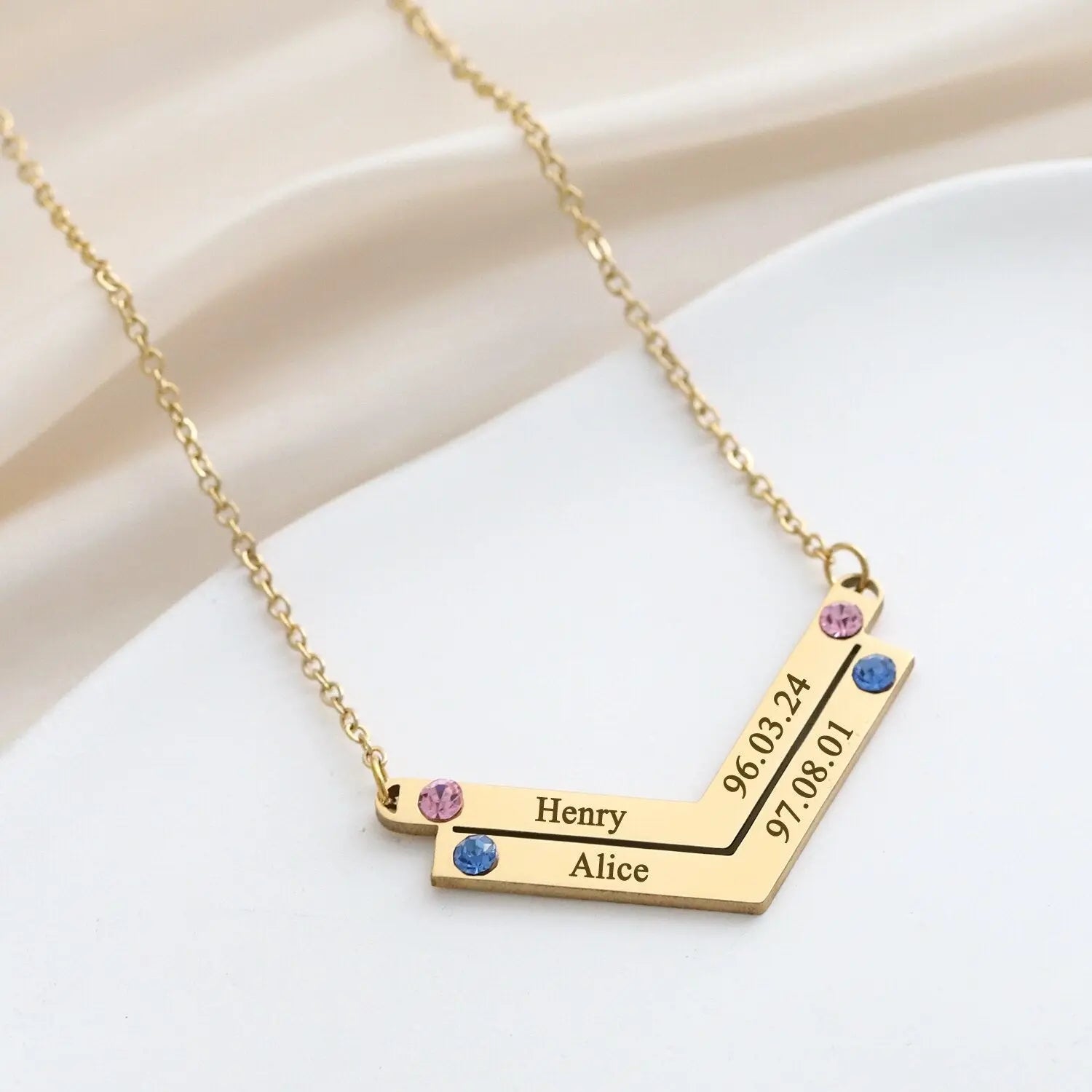 Personalized Family Necklace Mothers Day Birthstone Jewelry Customized Engraving Name Necklace - Blade & Thread