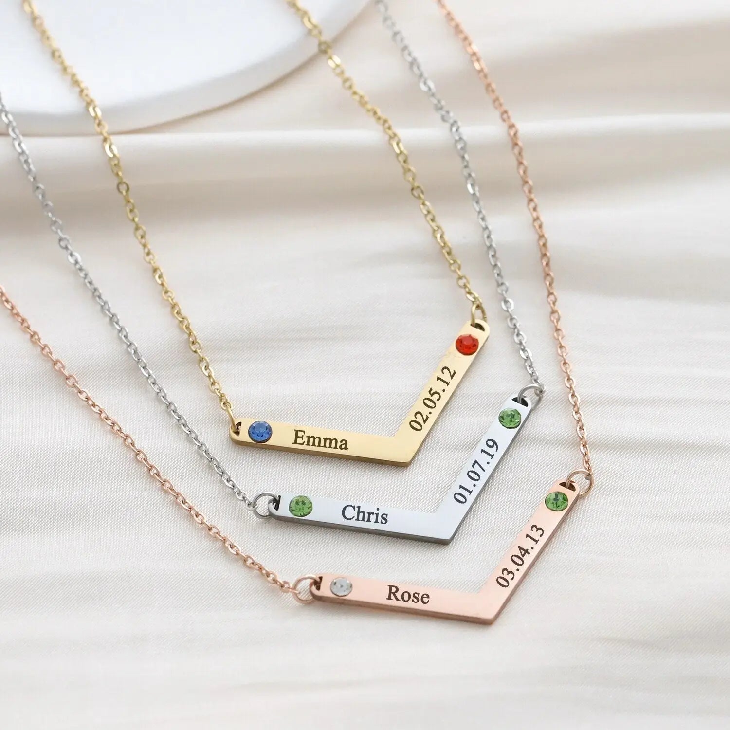 Personalized Family Necklace Mothers Day Birthstone Jewelry Customized Engraving Name Necklace - Blade & Thread