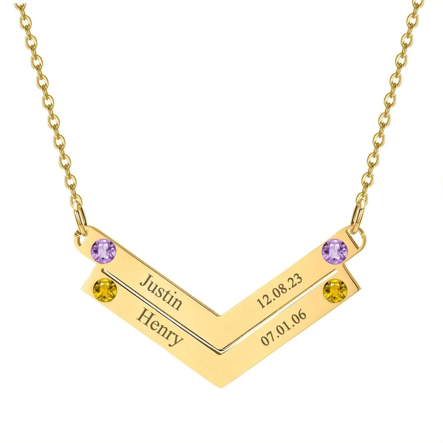 Personalized Family Necklace Mothers Day Birthstone Jewelry Customized Engraving Name Necklace - Blade & Thread