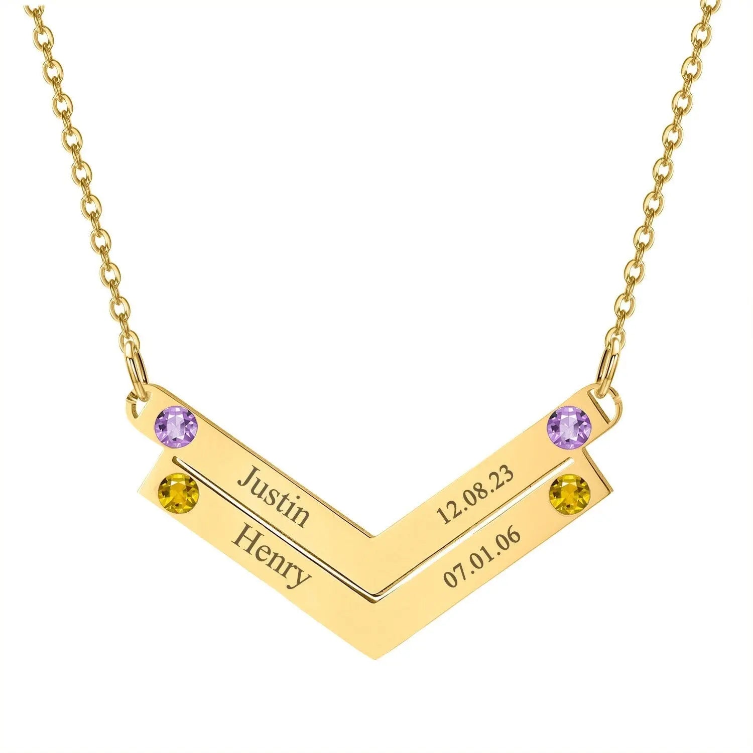 Personalized Family Necklace Mothers Day Birthstone Jewelry Customized Engraving Name Necklace - Blade & Thread