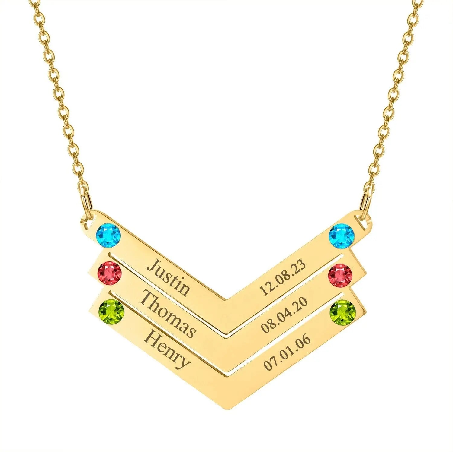 Personalized Family Necklace Mothers Day Birthstone Jewelry Customized Engraving Name Necklace - Blade & Thread