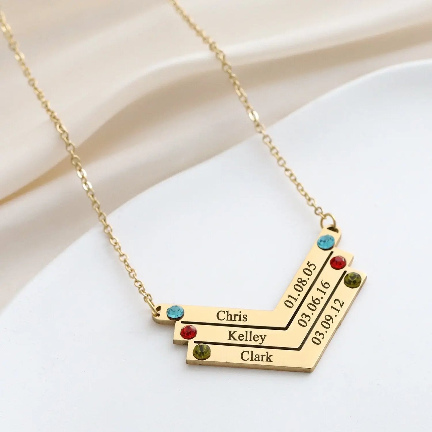 Personalized Family Necklace Mothers Day Birthstone Jewelry Customized Engraving Name Necklace - Blade & Thread