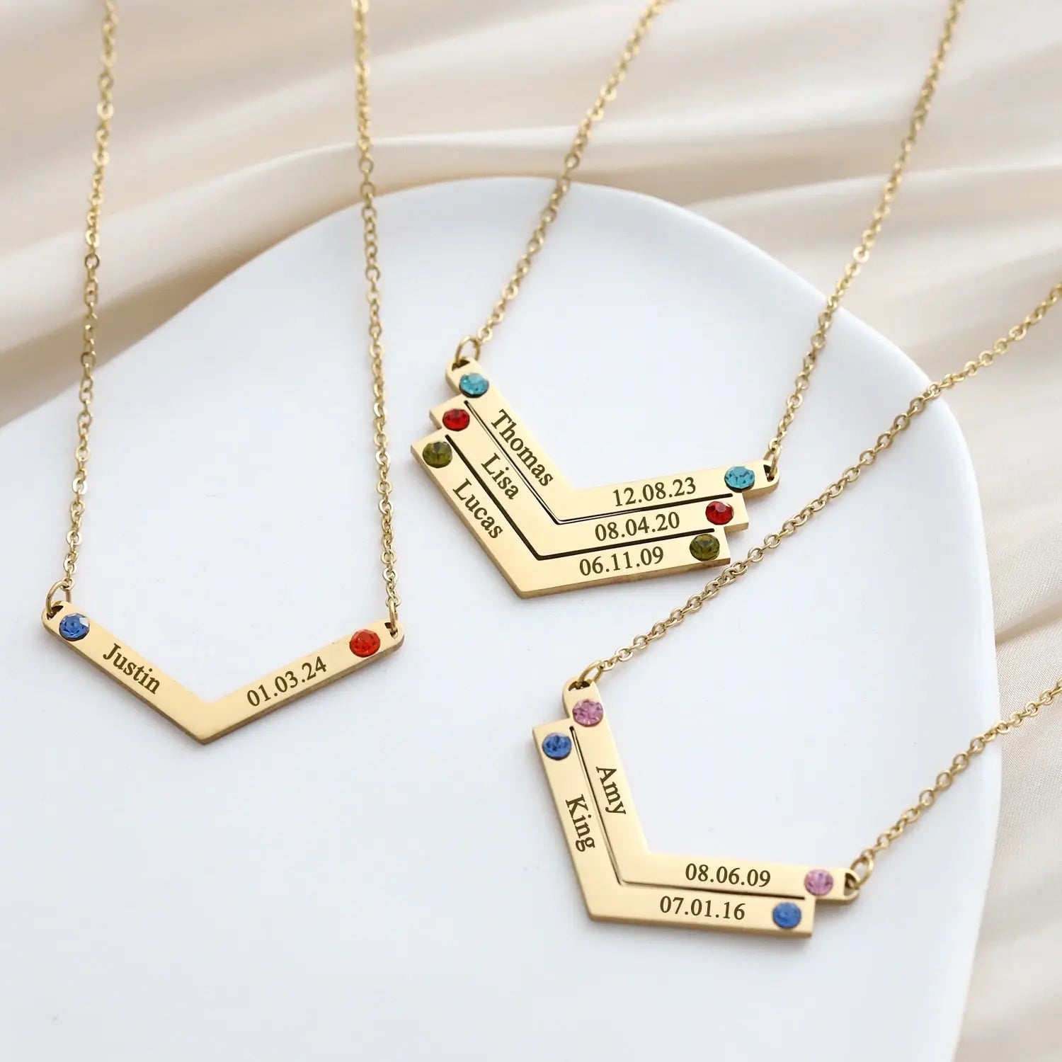 Personalized Family Necklace Mothers Day Birthstone Jewelry Customized Engraving Name Necklace - Blade & Thread