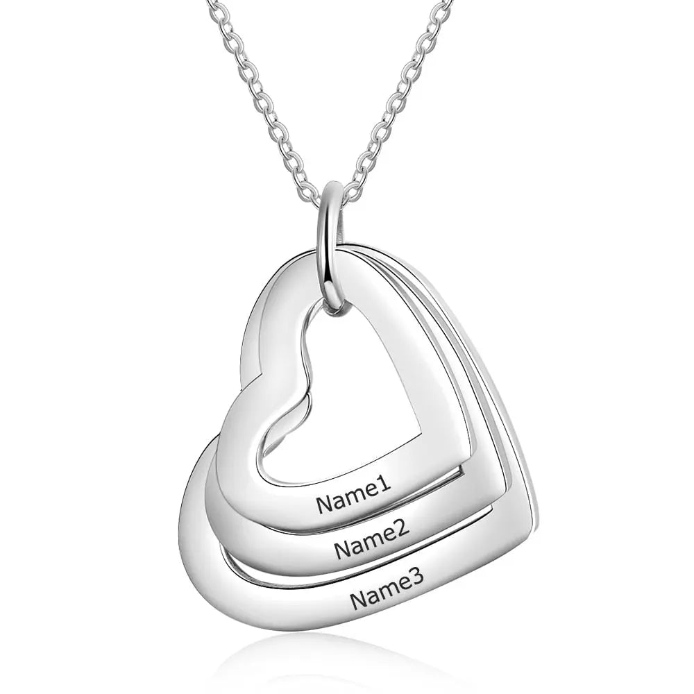 Personalized Family Necklace with 2-4 Names Heart Engraved Necklace - Blade & Thread