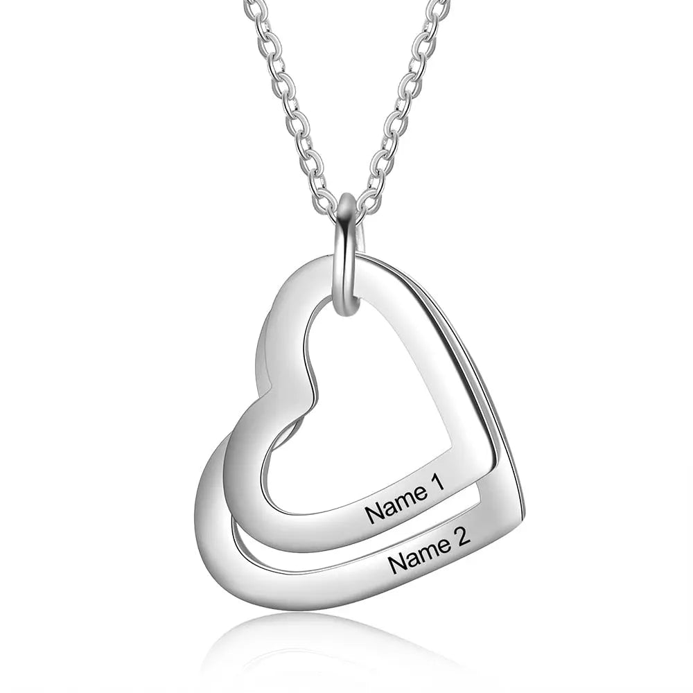 Personalized Family Necklace with 2-4 Names Heart Engraved Necklace - Blade & Thread
