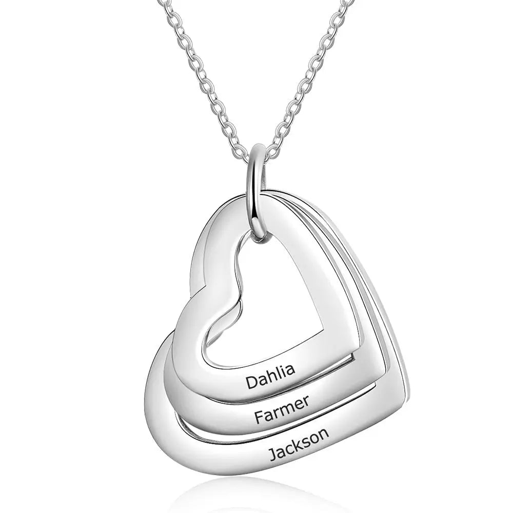 Personalized Family Necklace with 2-4 Names Heart Engraved Necklace - Blade & Thread