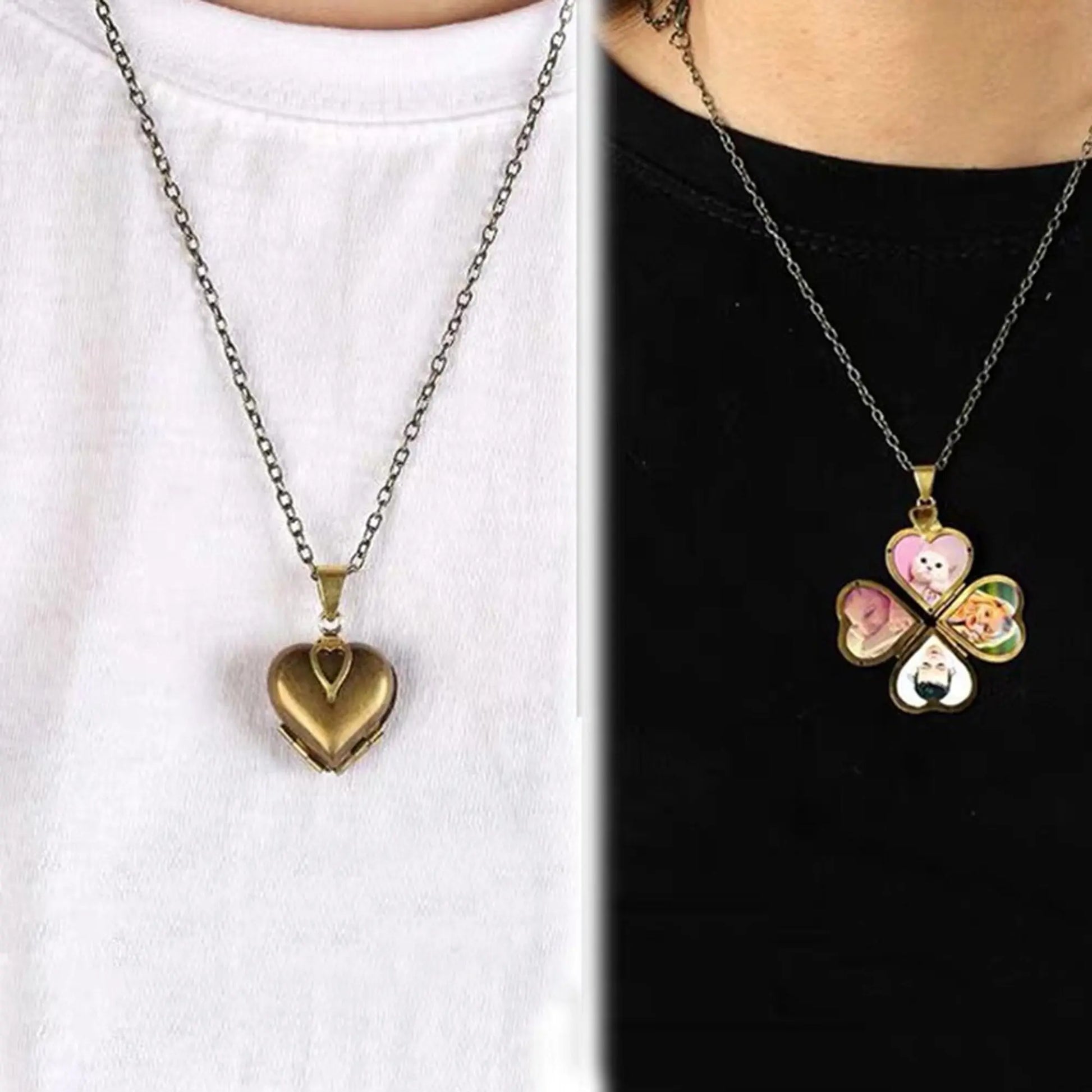 Personalized Four Leaf 4 Leaves Clover Pendant Necklace Customized Photo Box Girls Lover Fashion Jewelry - Blade & Thread