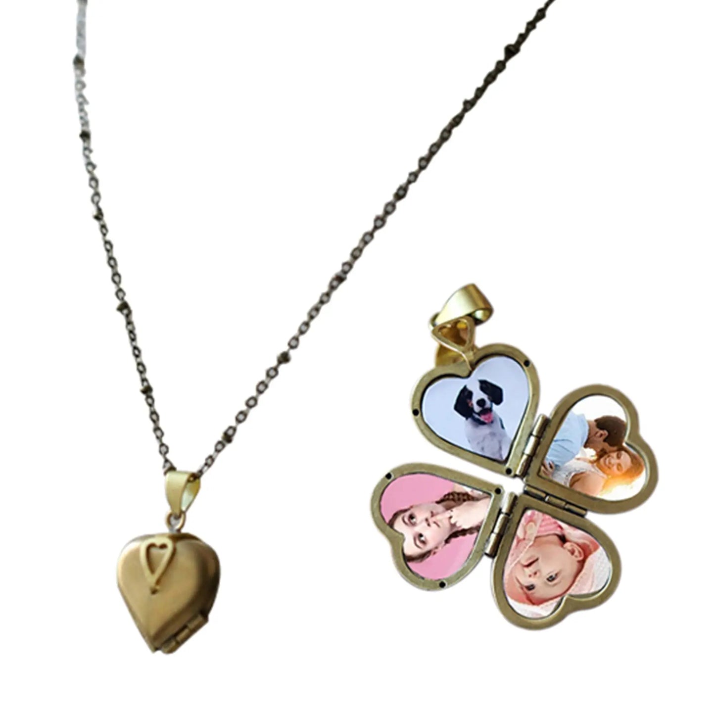 Personalized Four Leaf 4 Leaves Clover Pendant Necklace Customized Photo Box Girls Lover Fashion Jewelry - Blade & Thread