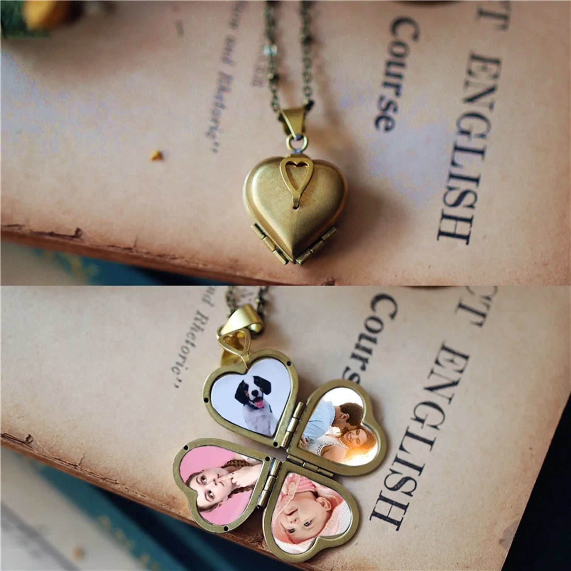 Personalized Four Leaf 4 Leaves Clover Pendant Necklace Customized Photo Box Girls Lover Fashion Jewelry - Blade & Thread