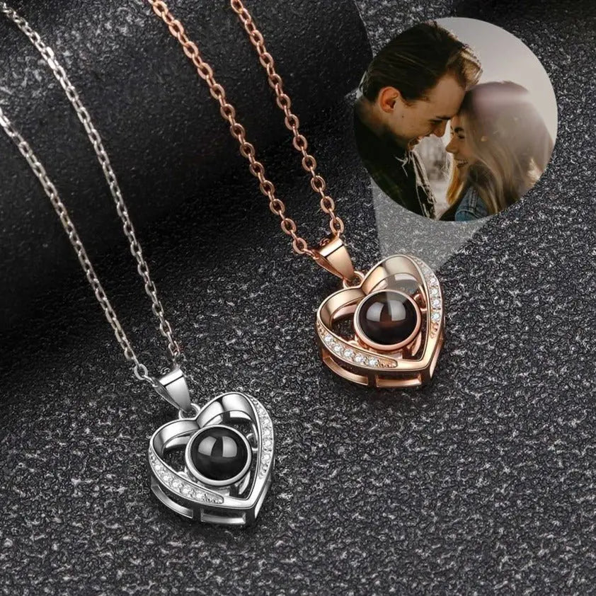 Personalized Heart Picture Necklace for Women Projection Pendant Photo Necklace - Blade & Thread