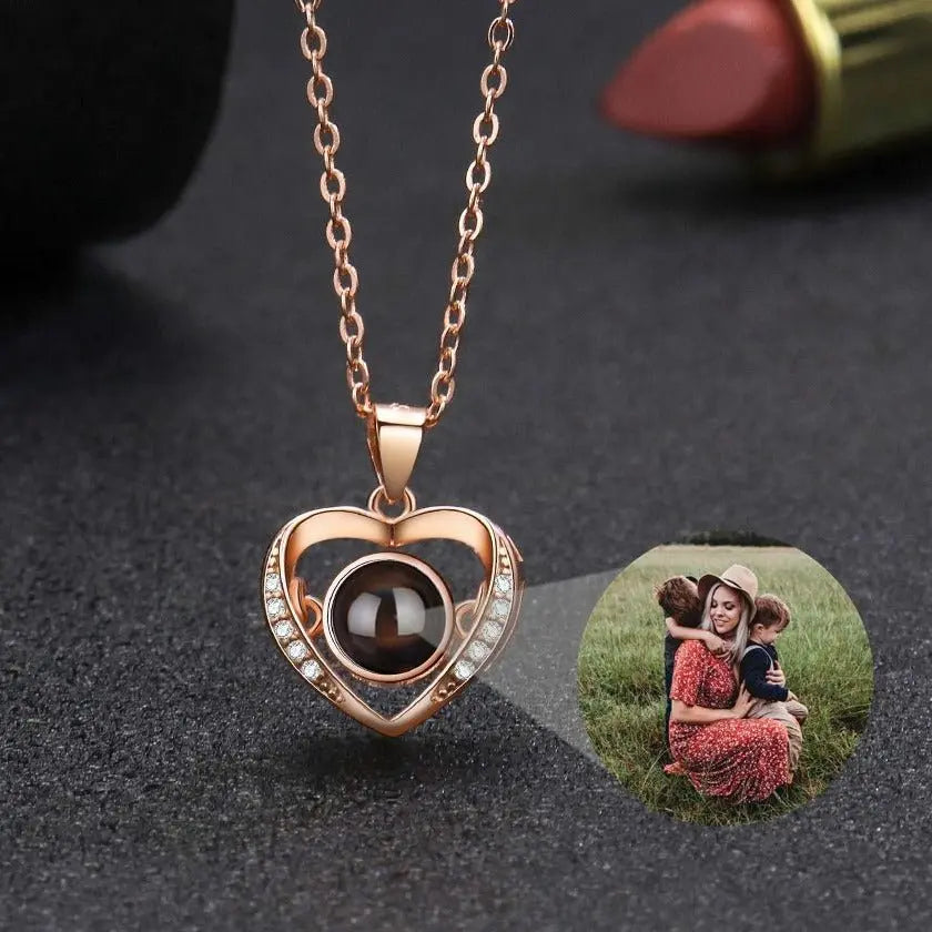 Personalized Heart Picture Necklace for Women Projection Pendant Photo Necklace - Blade & Thread