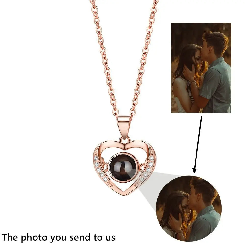 Personalized Heart Picture Necklace for Women Projection Pendant Photo Necklace - Blade & Thread