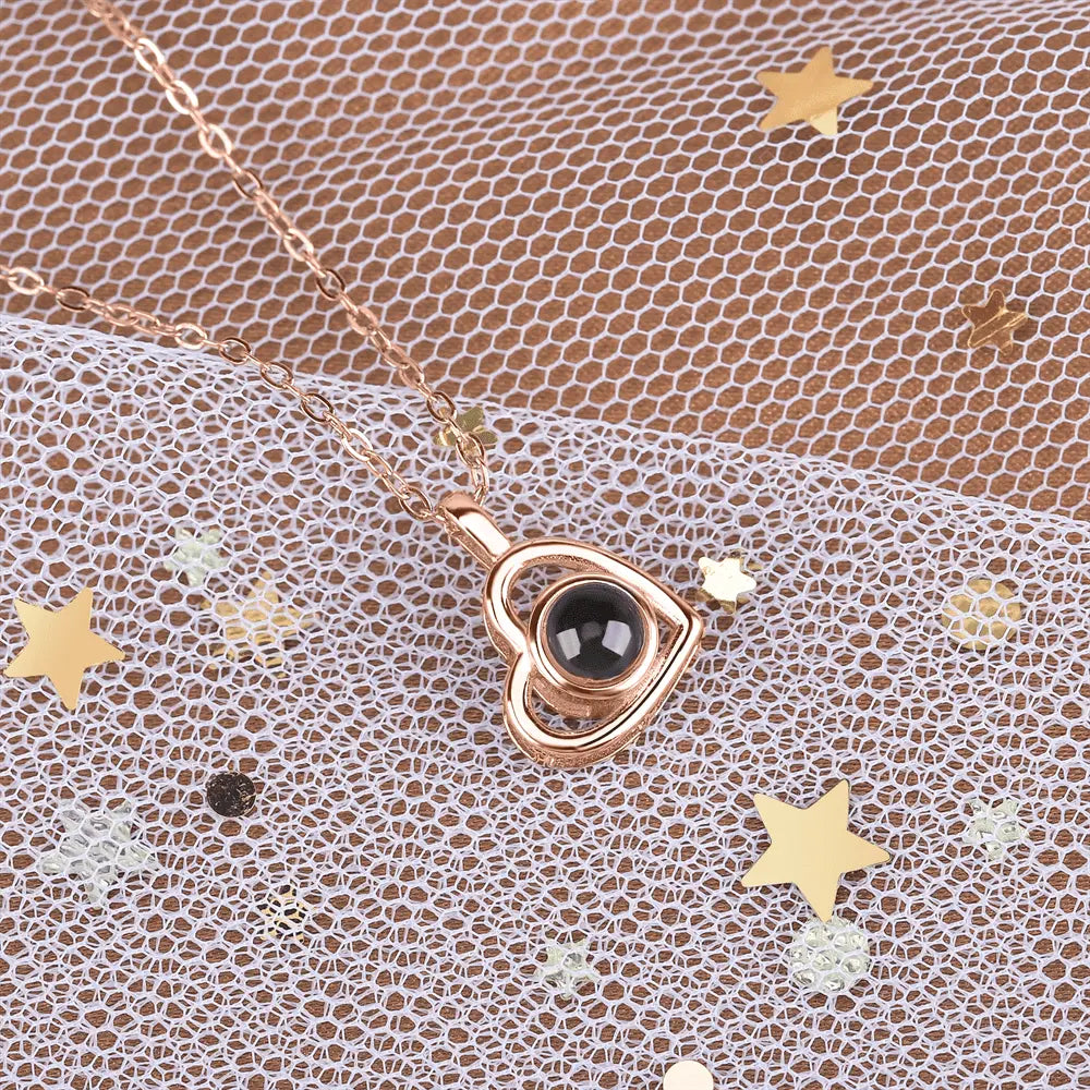 Personalized heart shape Projection Photo Necklace Custom Pendant - Blade & Thread