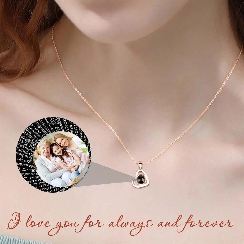 Personalized heart shape Projection Photo Necklace Custom Pendant - Blade & Thread