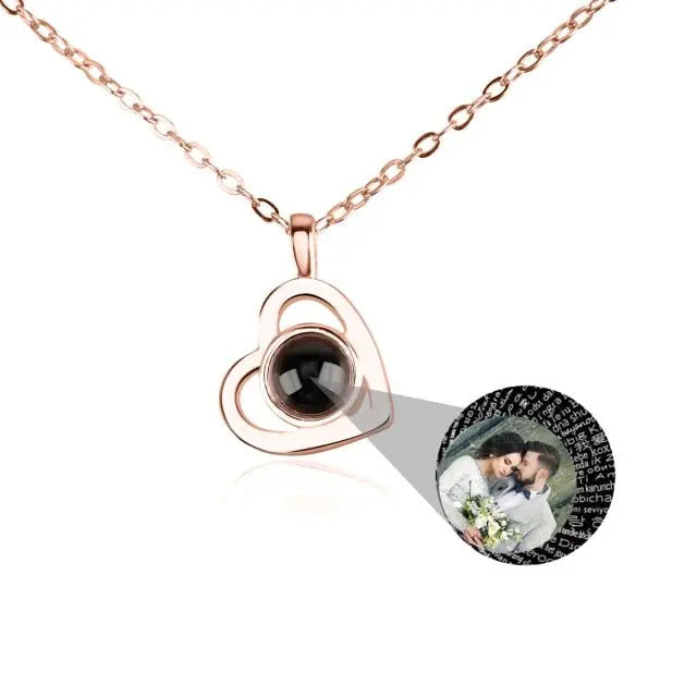 Personalized heart shape Projection Photo Necklace Custom Pendant - Blade & Thread