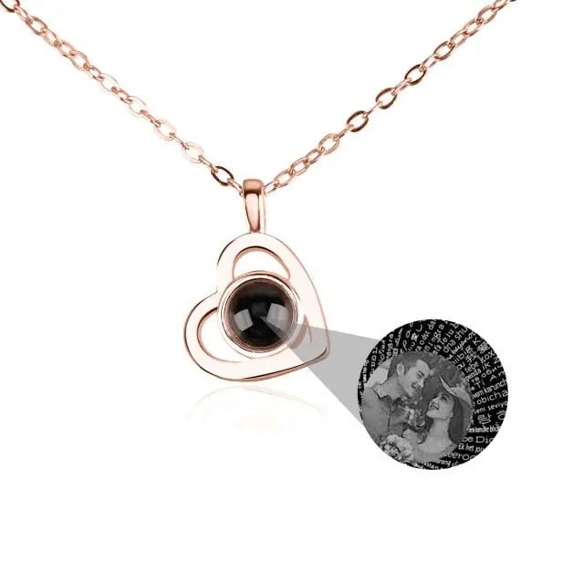 Personalized heart shape Projection Photo Necklace Custom Pendant - Blade & Thread