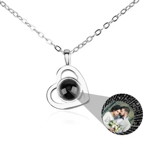Personalized heart shape Projection Photo Necklace Custom Pendant - Blade & Thread