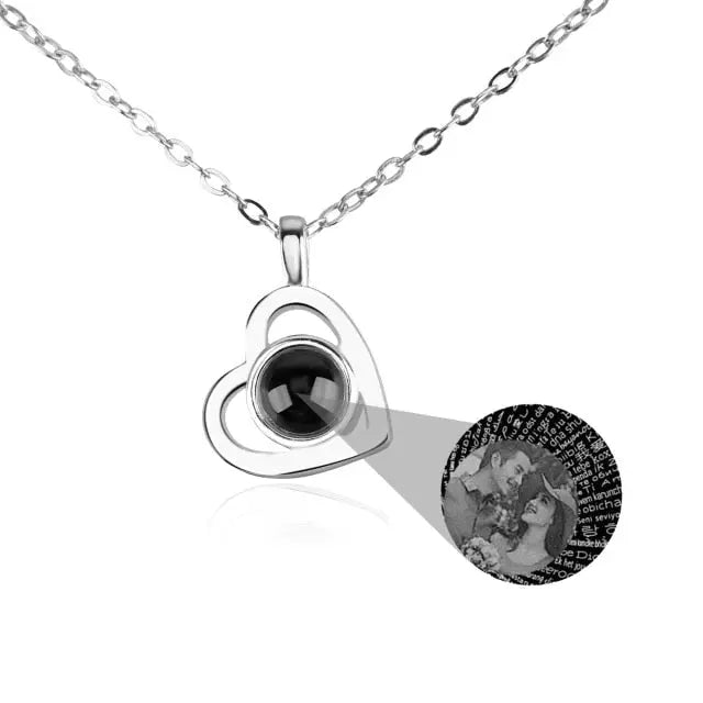 Personalized heart shape Projection Photo Necklace Custom Pendant - Blade & Thread