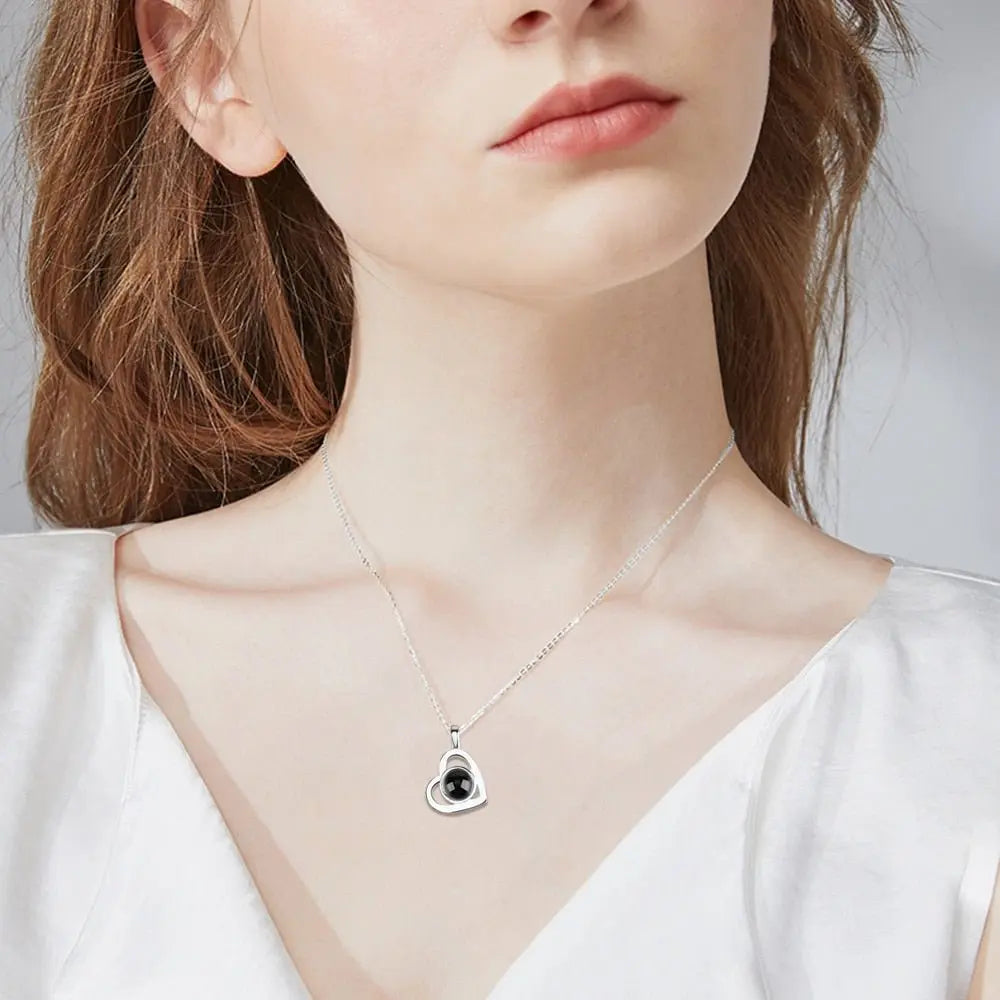 Personalized heart shape Projection Photo Necklace Custom Pendant - Blade & Thread