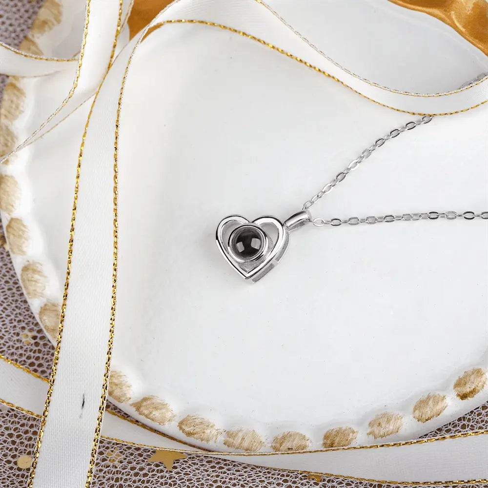 Personalized heart shape Projection Photo Necklace Custom Pendant - Blade & Thread