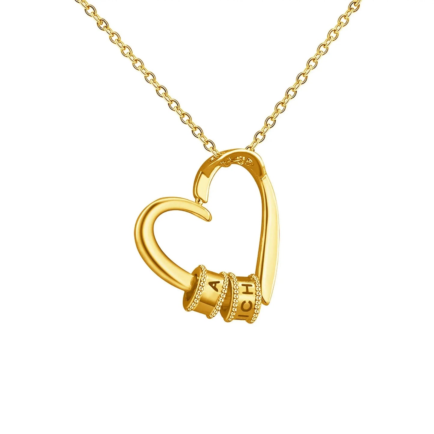 Personalized Heart-shaped Charming Gifts Pendant Jewelry With 1-3 Beads Engraved Name - Blade & Thread